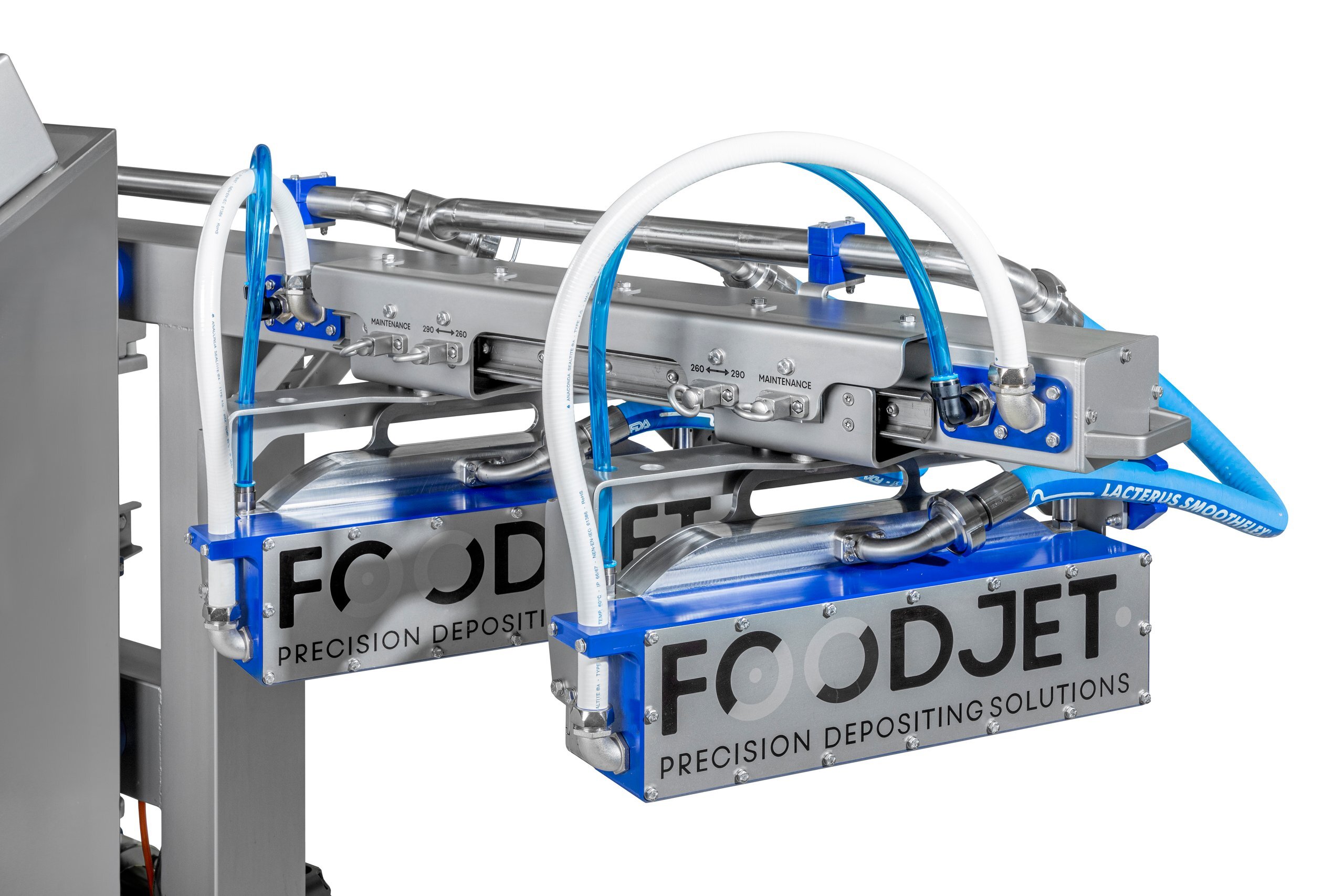 FoodJet depositing heads on a blue frame