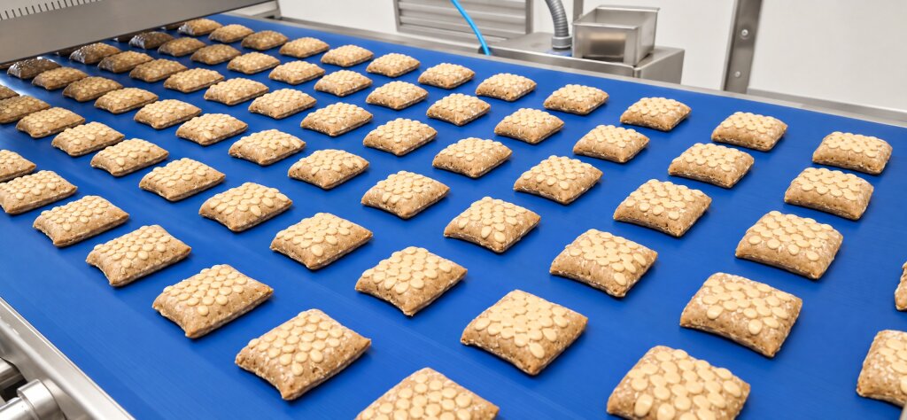 Biscuit cushions decorated with rows of white dots