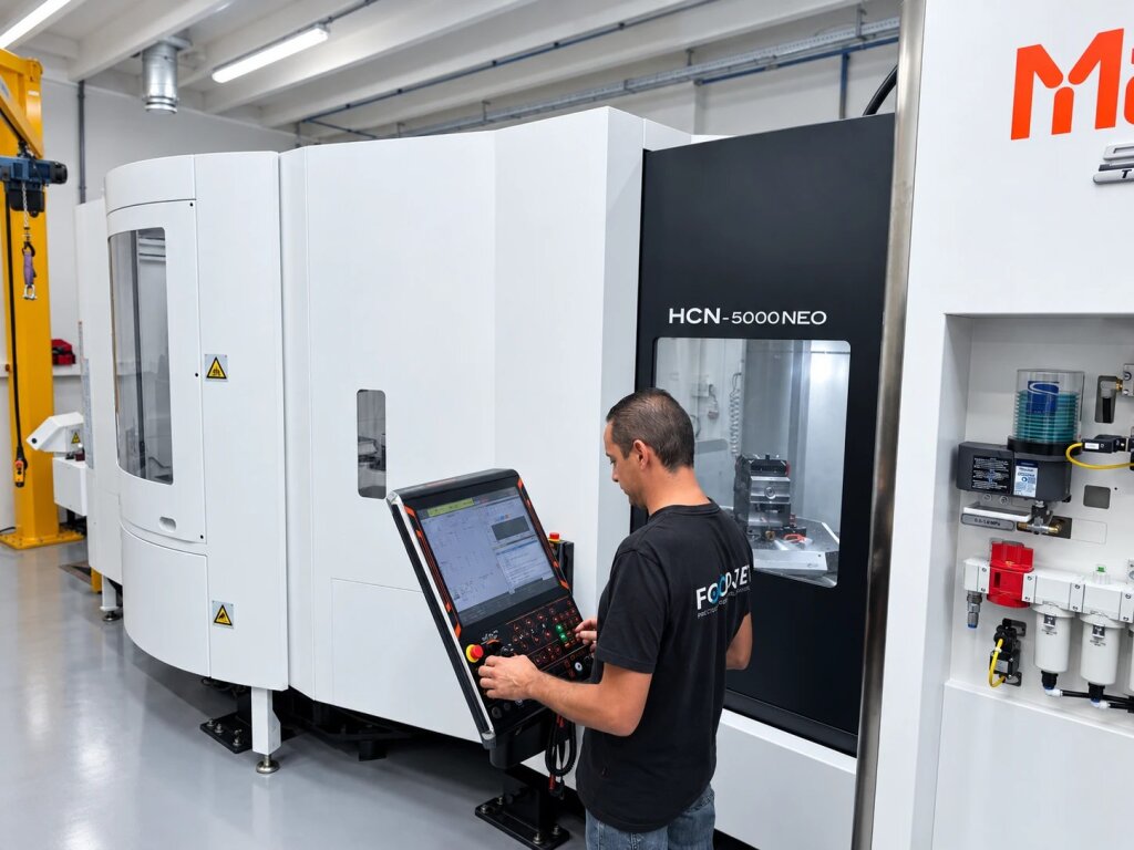 FoodJet engineer operating a CNC machining centre in the workshop